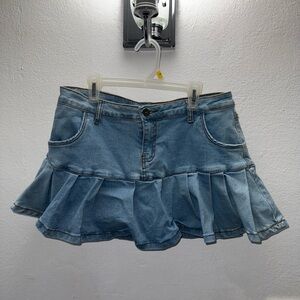 Denim Ruffle Mini Skirt